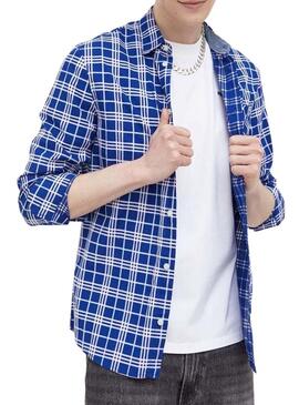 Camicia Tommy Jeans Small Check Blu per Uomo