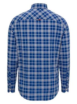 Camicia Tommy Jeans Small Check Blu per Uomo