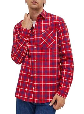 Camicia Tommy Jeans Small Check Rosso per Uomo