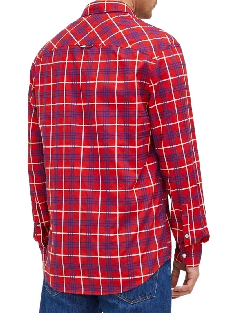 Camicia Tommy Jeans Small Check Rosso per Uomo