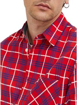 Camicia Tommy Jeans Small Check Rosso per Uomo