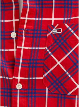 Camicia Tommy Jeans Small Check Rosso per Uomo