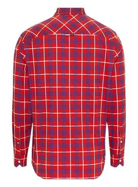 Camicia Tommy Jeans Small Check Rosso per Uomo