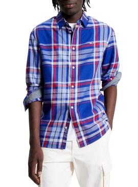 Camicia Tommy Jeans Essential Blu per Uomo