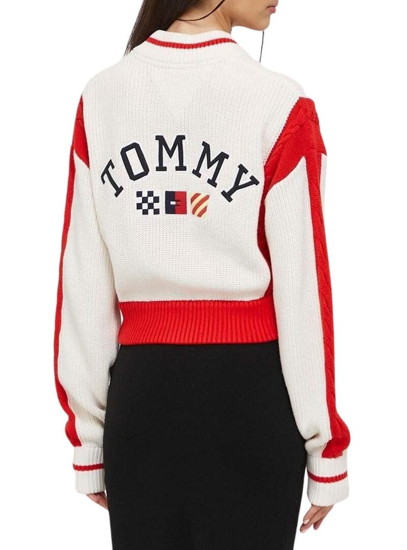 Giacca Tommy Jeans Bombardiere Bianco per Donna