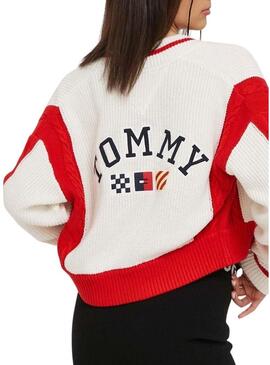 Giacca Tommy Jeans Bombardiere Bianco per Donna