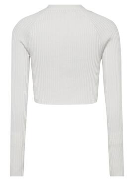 Pullover Tommy Jeans Badge Bianco per Donna