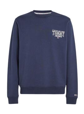 Felpa Tommy Jeans Registro Crew Blu Navy per Uomo