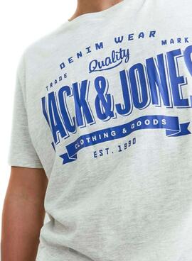 T-Shirt Jack & Jones Logo Bianco per Uomo