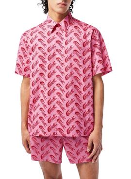 Camicia Lacoste Vintage Rosa per Uomo