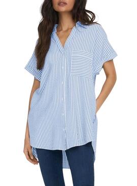 Camicia Only Fenna Listas Blu per Donna