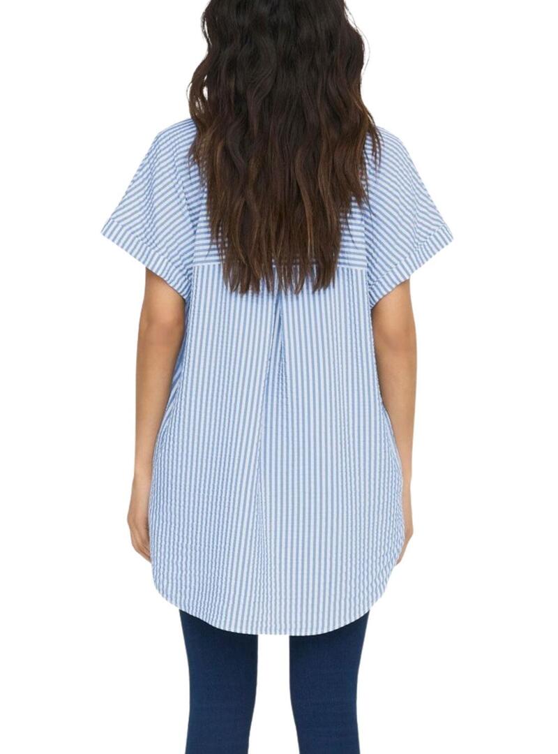 Camicia Only Fenna Listas Blu per Donna