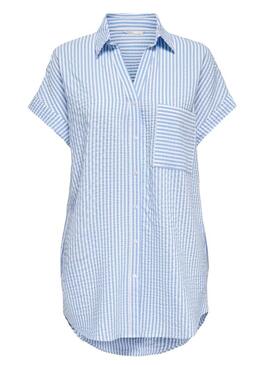 Camicia Only Fenna Listas Blu per Donna