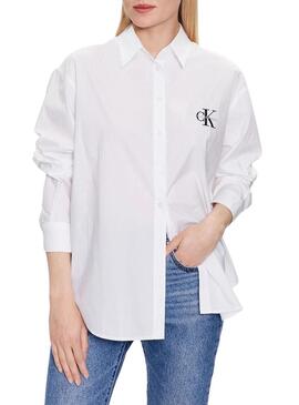 Camicia Calvin Klein Jeans Monologo Bianco Donna