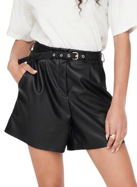 Shorts Only Heidi Similpelle Nero per Donna