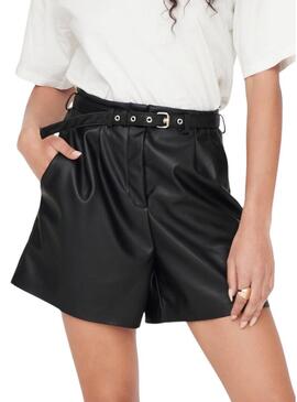 Shorts Only Heidi Similpelle Nero per Donna