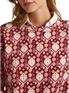 Felpa Pepe Jeans Bella Printed Bordeaux Donna