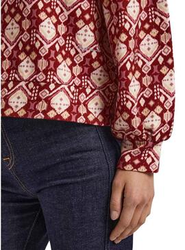 Felpa Pepe Jeans Bella Printed Bordeaux Donna