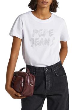 T-Shirt Pepe Jeans Bria Bianco per Donna