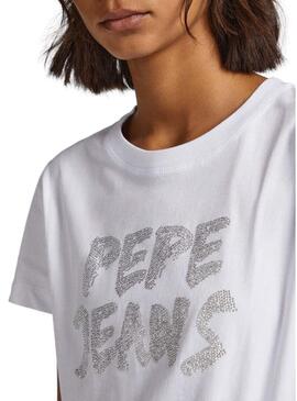 T-Shirt Pepe Jeans Bria Bianco per Donna