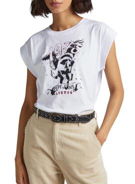 T-Shirt Pepe Jeans Bianca Bianco per Donna