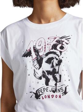 T-Shirt Pepe Jeans Bianca Bianco per Donna