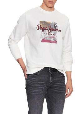 Felpa Pepe Jeans Melbourne Bianco per Uomo