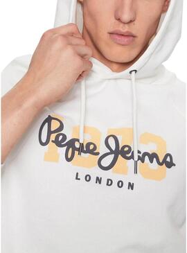 Felpa Pepe Jeans Meier Hoodie Bianco Uomo