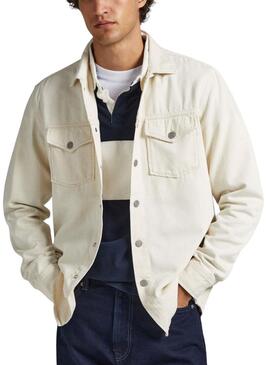 Overshirt Pepe Jeans Dave Natural Beige Uomo