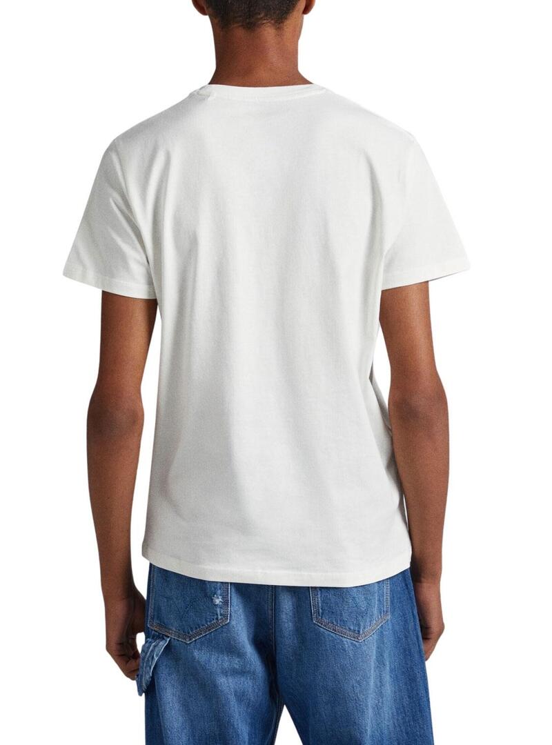 T-Shirt Pepe Jeans Waddon Bianco per Uomo