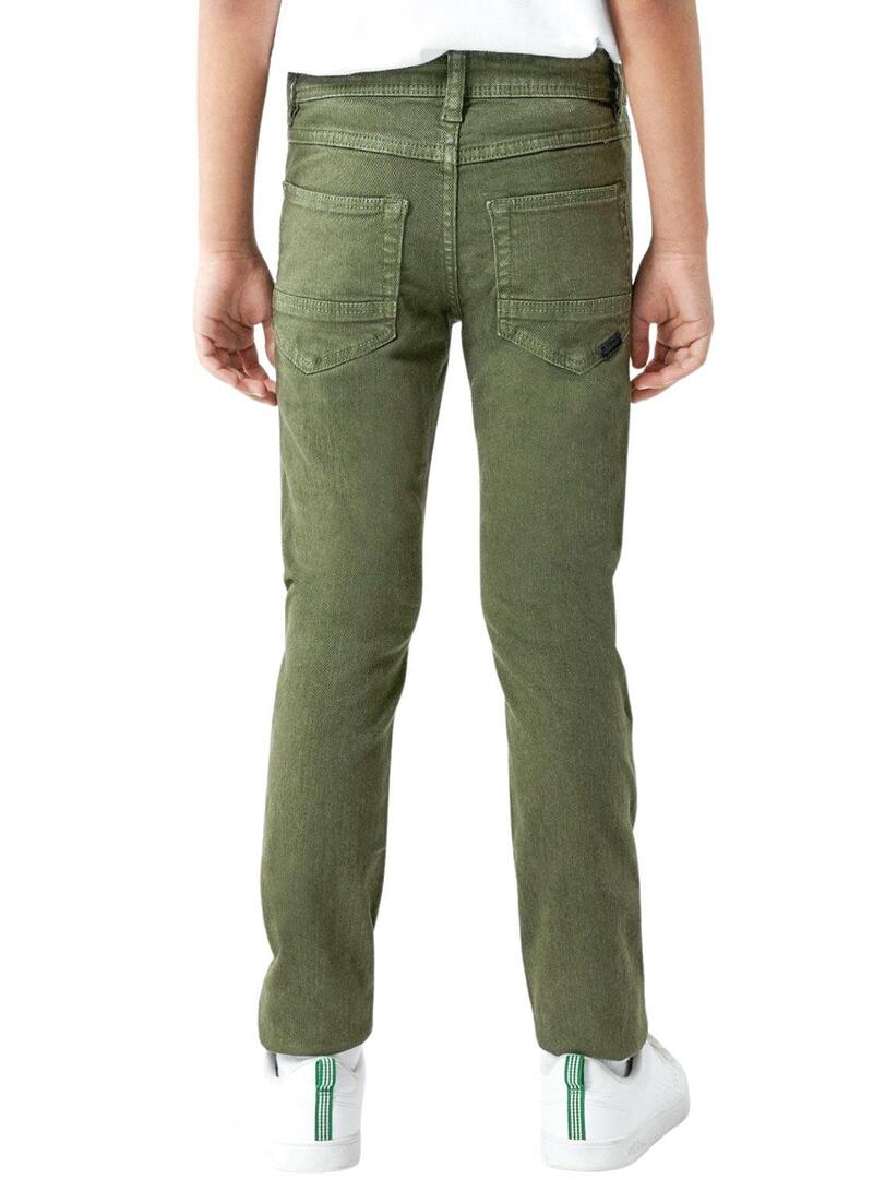 Pantaloni Name It Theo Slim Verde per Bambino