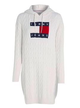 Vestito Tommy Jeans Cavo Flag Bianco per Donna