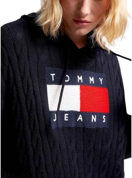 Vestito Tommy Jeans Cavo Flag Nero per Donna