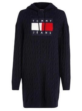 Vestito Tommy Jeans Cavo Flag Nero per Donna