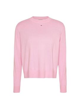 Pullover Tommy Jeans Essential Crew Rosa per Donna