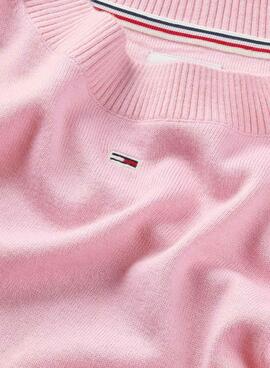 Pullover Tommy Jeans Essential Crew Rosa per Donna