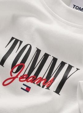 T-Shirt Tommy Jeans Essential Logo Bianco Donna