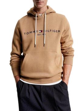 Felpa Tommy Hilfiger Logo Hoody Marrone Uomo