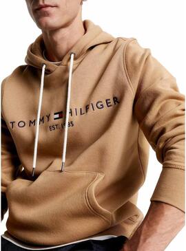 Felpa Tommy Hilfiger Logo Hoody Marrone Uomo