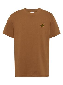 T-Shirt Tommy Jeans Gold Signature Marrone Uomo