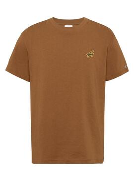 T-Shirt Tommy Jeans Gold Signature Marrone Uomo