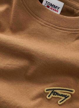 T-Shirt Tommy Jeans Gold Signature Marrone Uomo