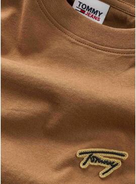 T-Shirt Tommy Jeans Gold Signature Marrone Uomo