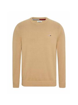Pullover Tommy Jeans Essential Crew Beige Uomo
