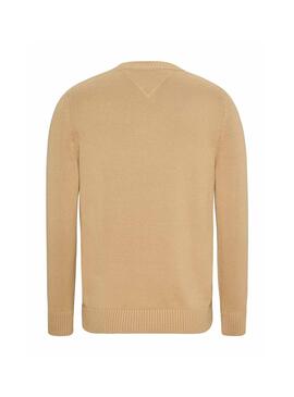 Pullover Tommy Jeans Essential Crew Beige Uomo