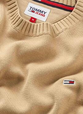 Pullover Tommy Jeans Essential Crew Beige Uomo