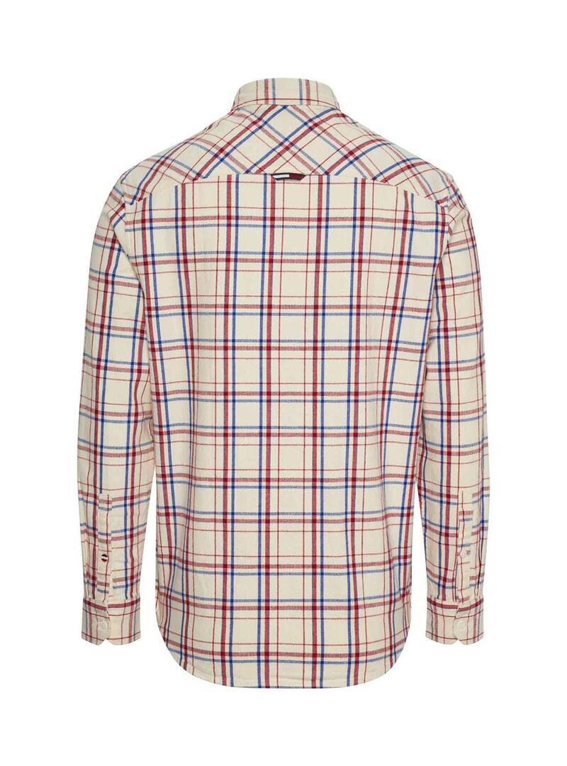 Camicia Tommy Jeans Check Pocket Beige Uomo