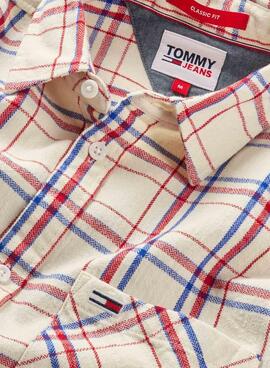 Camicia Tommy Jeans Check Pocket Beige Uomo
