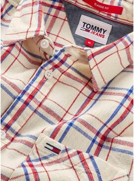 Camicia Tommy Jeans Check Pocket Beige Uomo