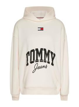 Felpa Tommy Jeans New Varsity Bianco Donna